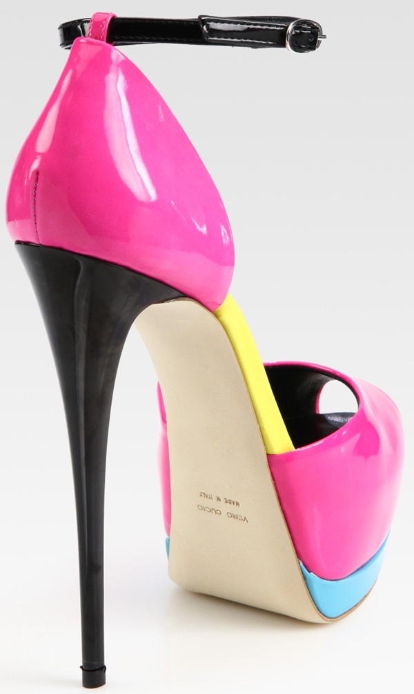 Giuseppe Zanotti Colorblock Patent Leather Peep Toe Platform Pumps