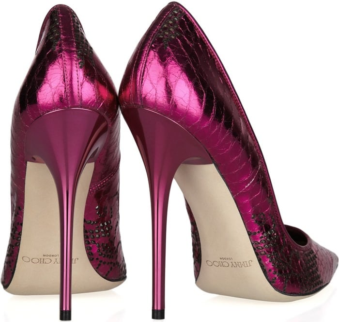 Jimmy Choo Pink Tippi Snake-effect Leather Pumps