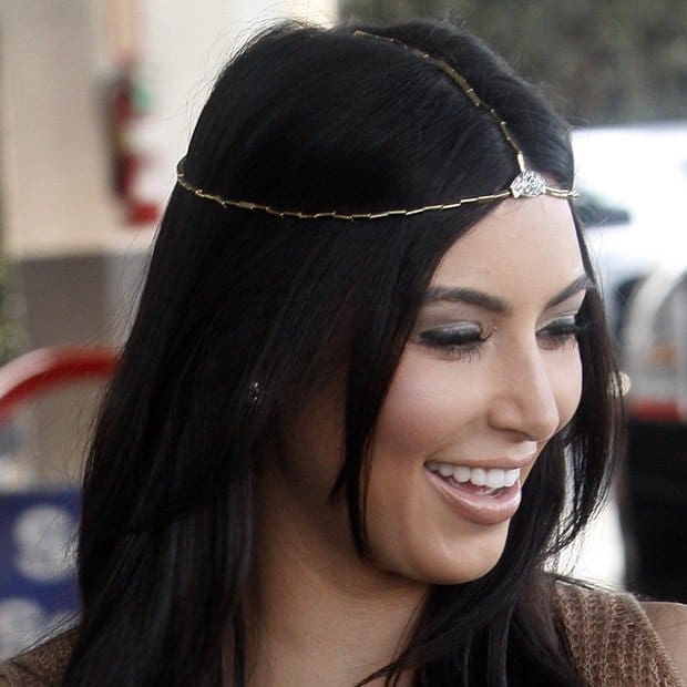 Kim Kardashian wears the 'Evil Eye' headpiece from House of Harlow 1960