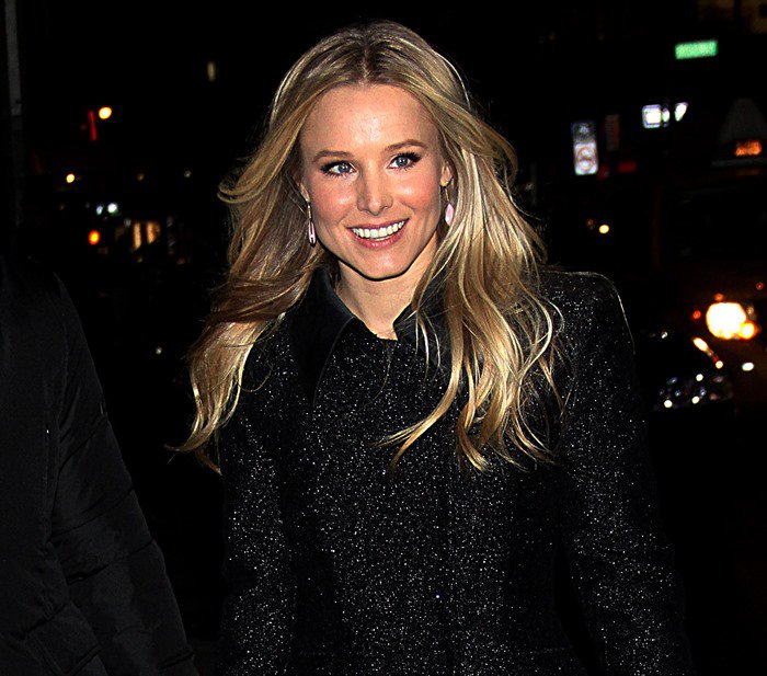 Kristen Bell arrives at the Ed Sullivan Theater to appear on The Late Show with David Letterman