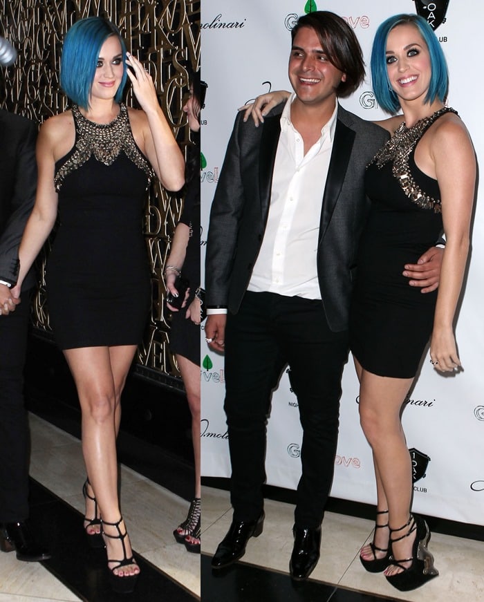 Katy Perry and J. Molinari jewelry designer Markus Molinari pose for photos at the GiveLove event in Las Vegas