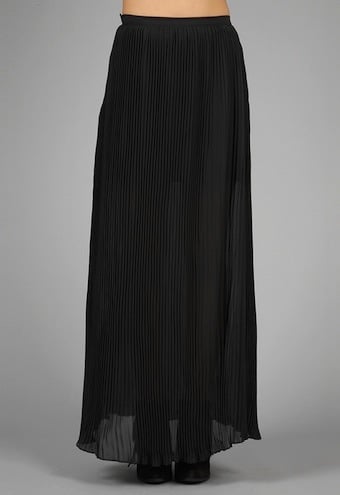 lovers + friends Wild Rose Pleated Maxi Skirt in Black