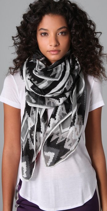 Theodora & Callum Geometric Scarf in Black Multi