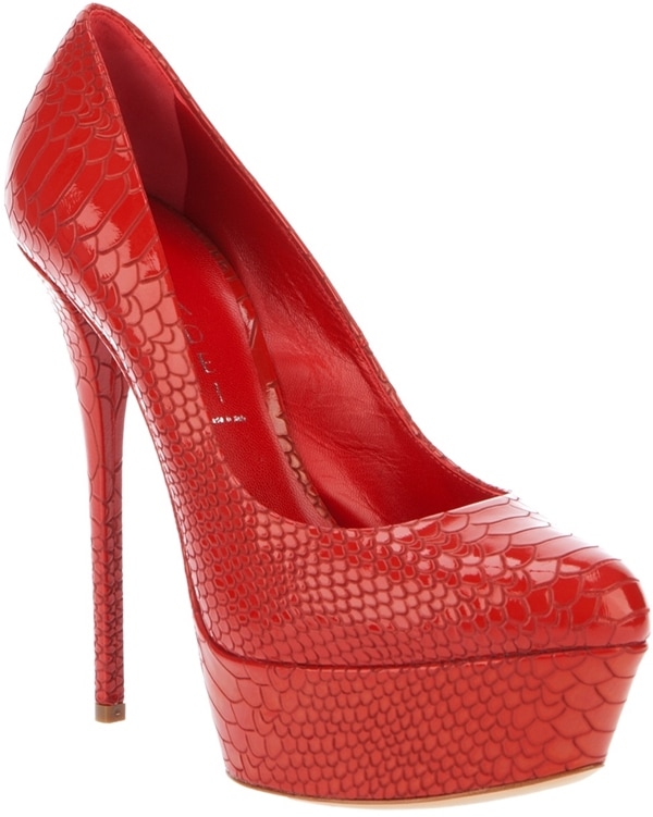 Red Casadei Python Skin Pumps