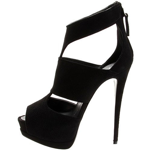 Suede t-strap platform sandal in nero