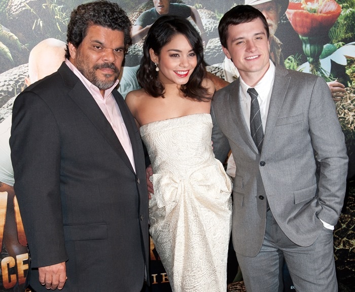 Luis Guzman, Vanessa Hudgens and Josh Hutcherson attend the premiere of 'Journey 2'