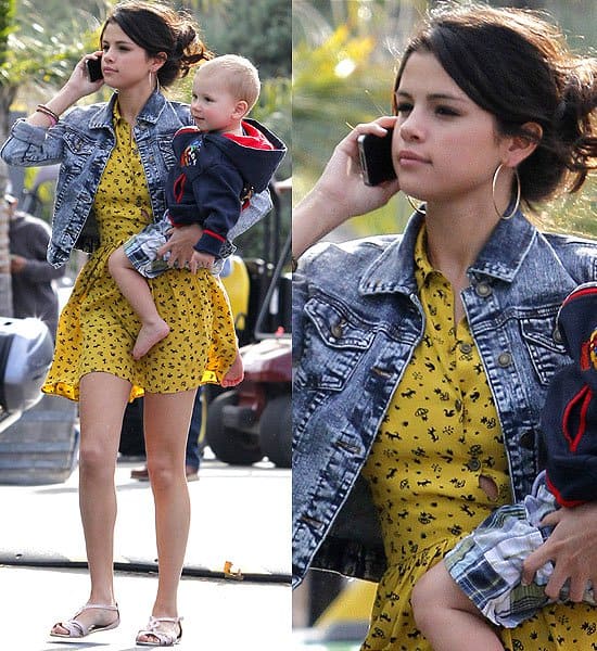 Selena Gomez plays with boyfriend Justin Bieber's younger half-siblings at Paradise Cove beach in Malibu