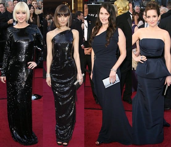 Chic in Black: Anna Faris, Rose Byrne, Julia Ormond, and Tina Fey Showcase Timeless Elegance at the 2012 Oscars