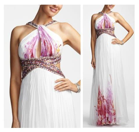 Beaded Chiffon Pleated Gown