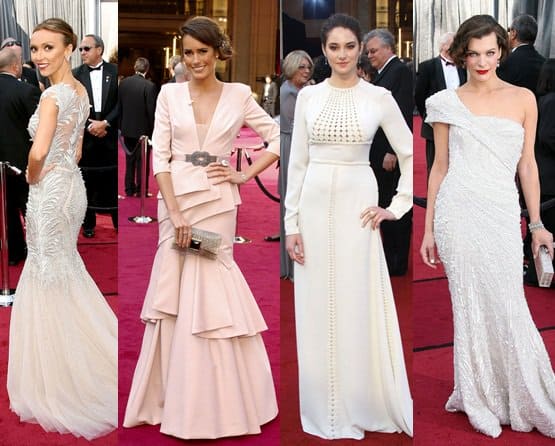Sophistication in White: Giuliana Rancic, Louise Roe, Shailene Woodley, and Milla Jovovich at the 2012 Oscars