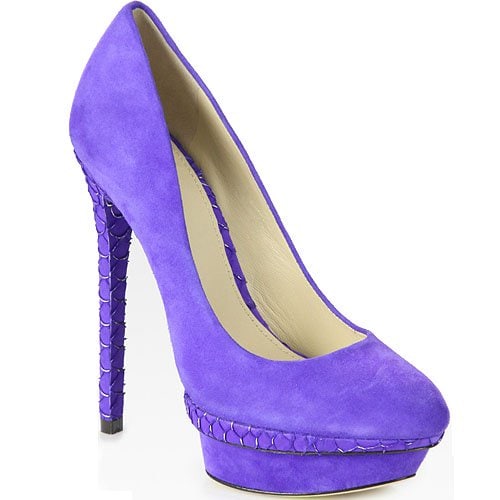 B Brian Atwood 'Fontanne' Suede and Snake Print Platform Pumps in Purple