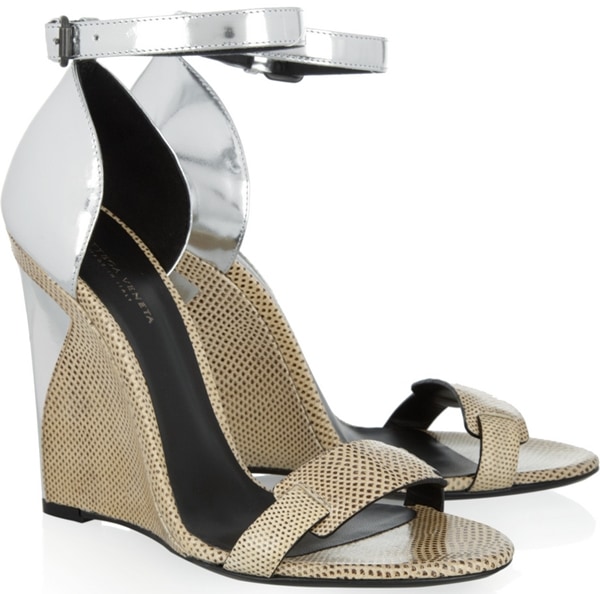 Bottega Veneta Karung and Metallic Leather Sandals