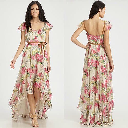 Elizabeth and James Floral Marissa Dress in Ecru/Hyper Pink