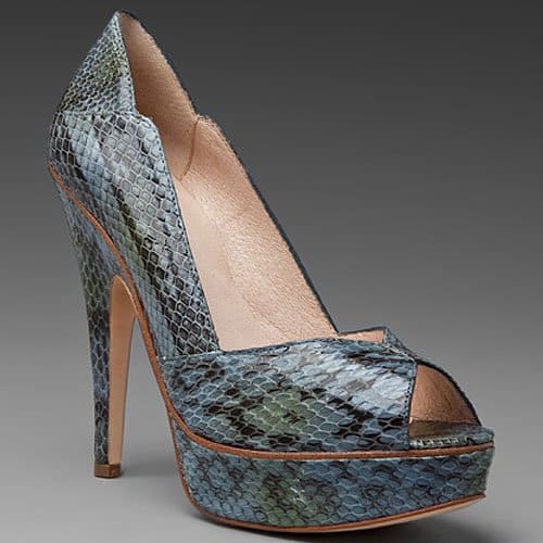 House of Harlow 1960 'Leigh' Snakeskin Pumps in Blue Snake