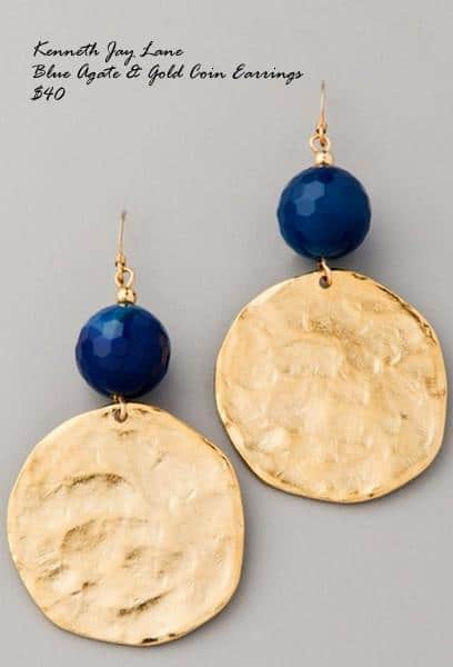 Kenneth Jay Lane Blue Agate & Gold Coin