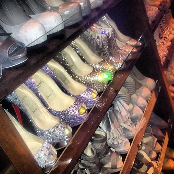 Kim Kardashian's shoe closet - "And a little bit of glitz and glam"