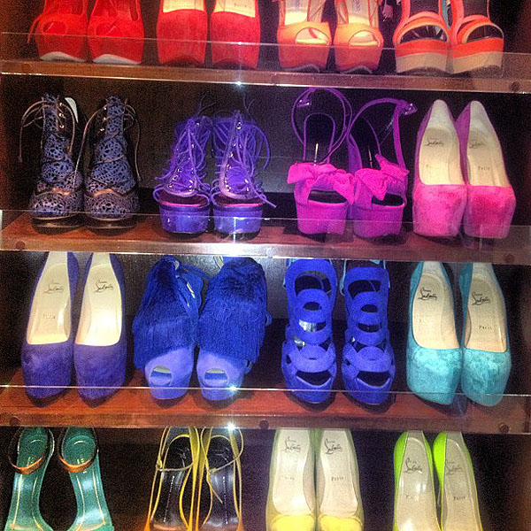 Kim Kardashian's shoe closet - "Rainbow brights"