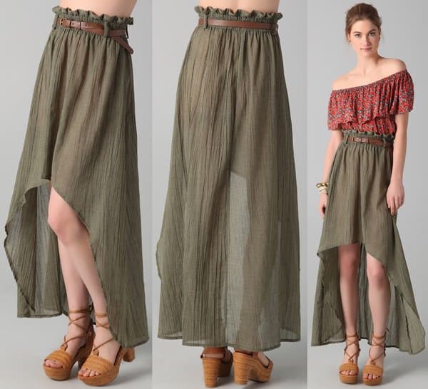 MINKPINK Nimbin Belted Skirt in Moss