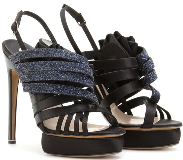 Nicholas Kirkwood Satin and Glitter Sandals