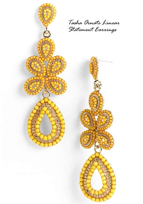 Elevate your look with the Tasha Ornate Linear Statement Earrings, a stunning addition to any ensemble
