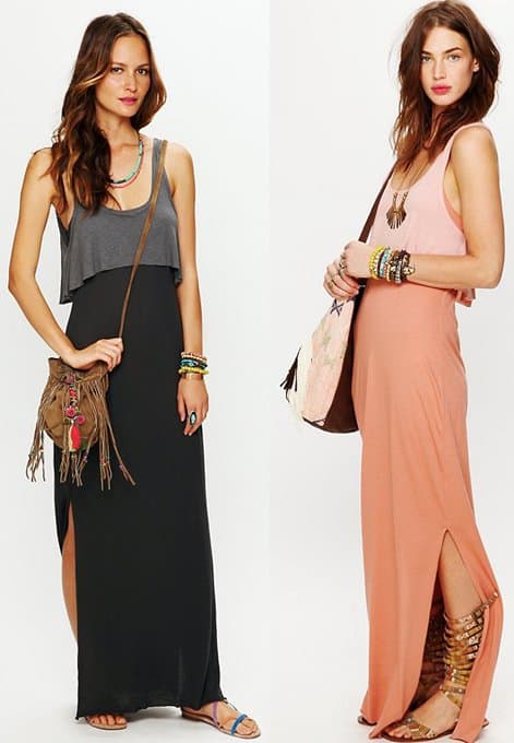 Free People Emma Too Fer Dress in Washed Coal and Peach Sand