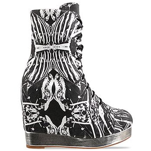 Black Milk X Jeffrey Campbell 'Back Off' lace-up wedge boot in Bone Machine