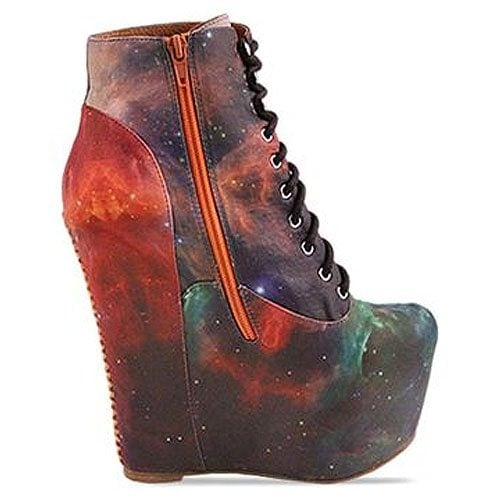 Black Milk X Jeffrey Campbell 'Damsel' wedge bootie in Rainbow Galaxy