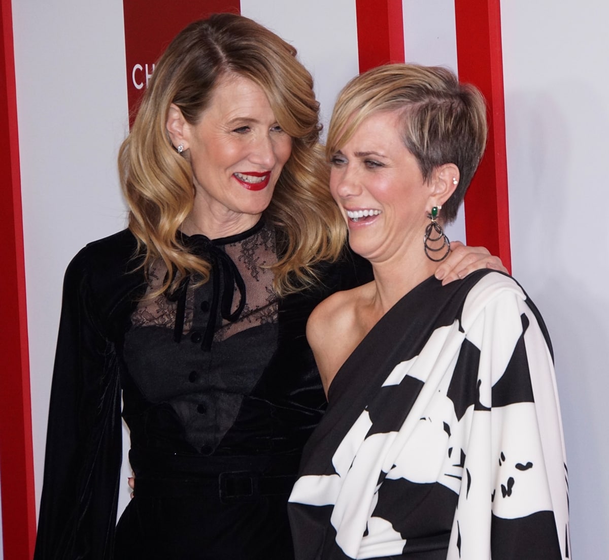 Laura Dern is notably taller than Kristen Wiig, with a height of 5 feet 9 ½ inches (176.5 cm) compared to Kristen Wiig's height of 5 feet 5 ½ inches (166.4 cm)
