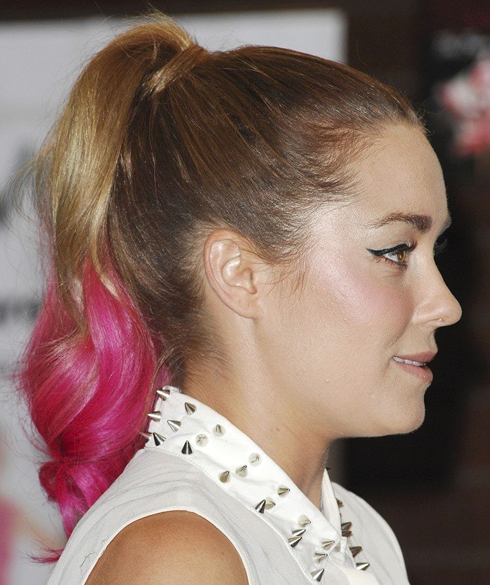 Lauren Conrad shows off her dip-dyed hair at a signing of her new book The Fame Game