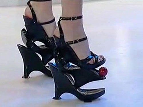 12.2-inch Mihai Abu triple stacked wedge heels