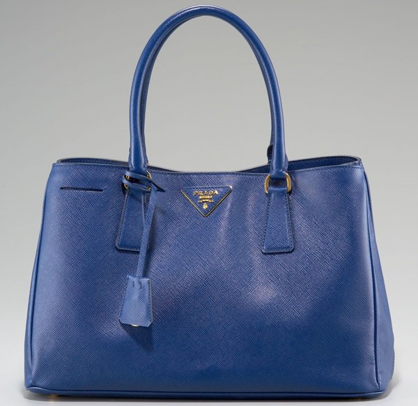 Prada Blue Saffiano Lux Top Handle Open Tote