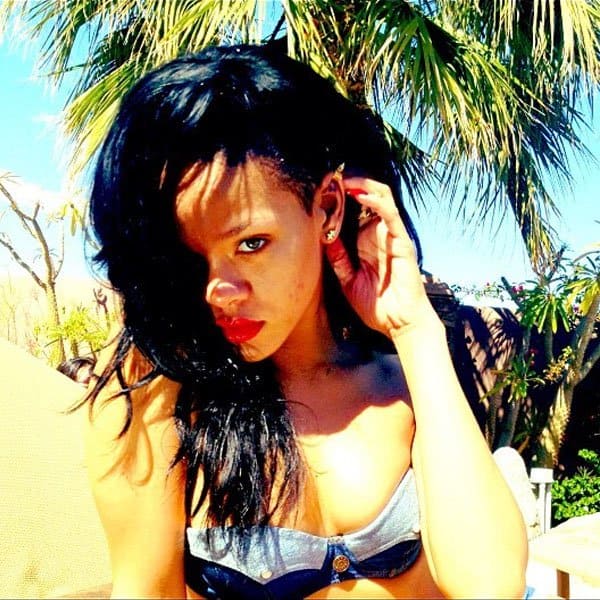 Captured in a denim bikini, Rihanna flaunts her stunning beach-ready physique