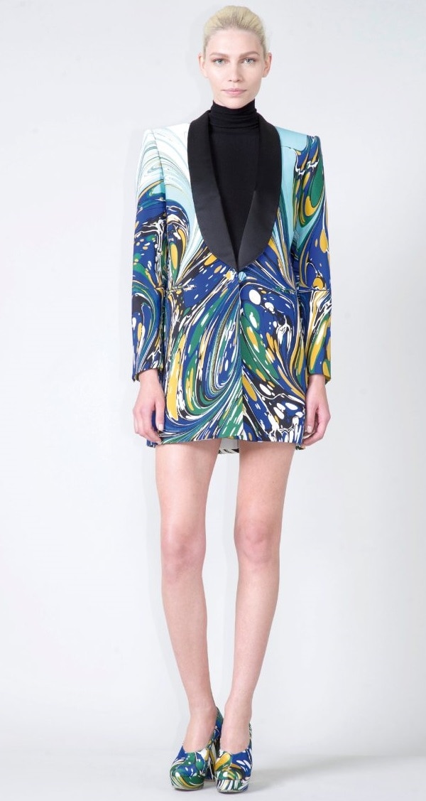 Stella McCartney Evening 2012 Printed Silk Shawl Blazer