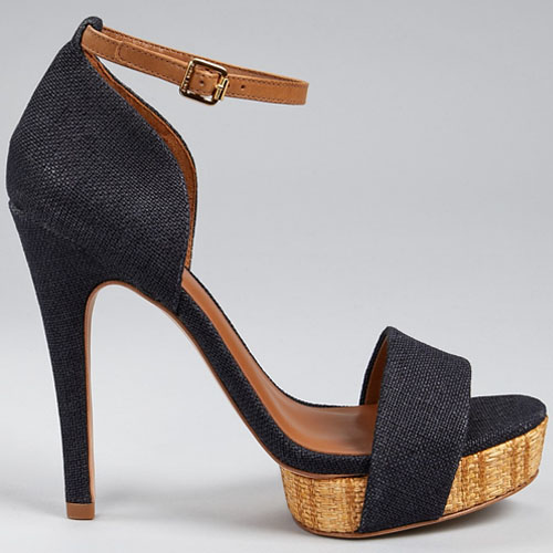 Tory Burch ‘Amina’ Linen Ankle Strap Woven Platform Sandals