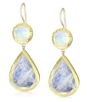 Nava Zahavi Snow-White Moonstone and High Karat Earrings