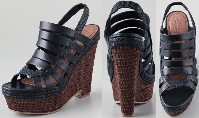 Elizabeth And James Black 'Silva' Wedge Platform Sandals