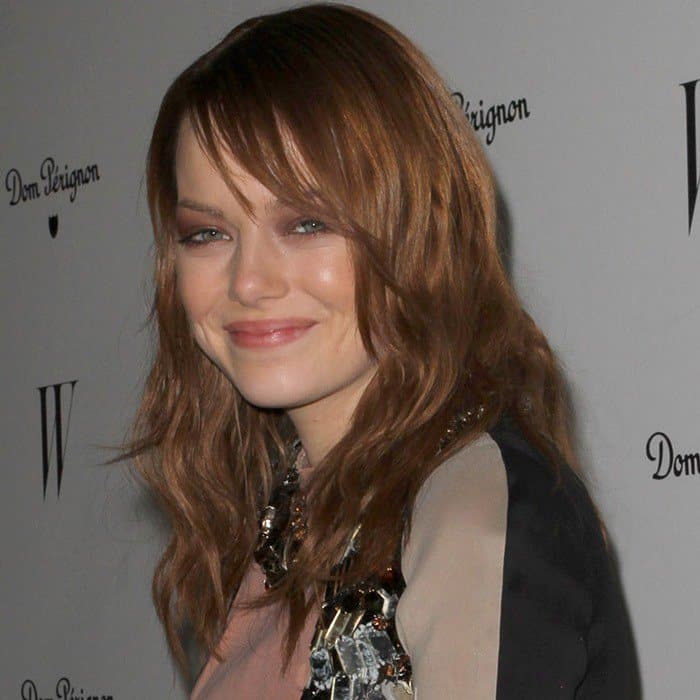 Emma Stone in Lanvin's Swarovski crystal snake on silk lycra dress