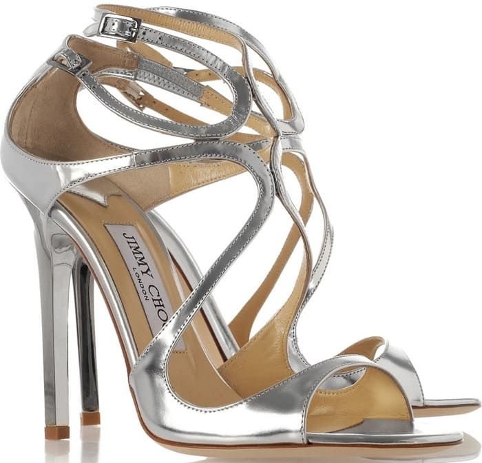 Jimmy Choo Silver Lance Metallic Leather Sandals