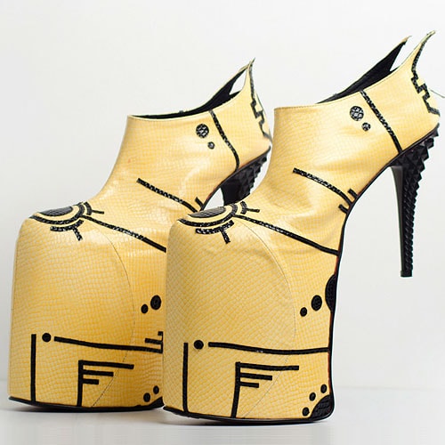 Joco Comendador 'Gelb'synthetic serpent leather platforms with resin stalactite-like heels