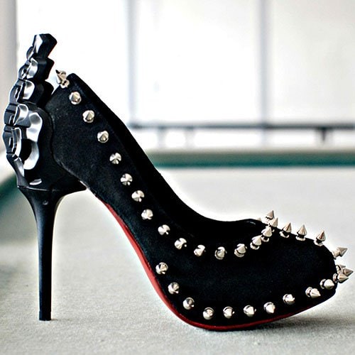 Joco Comendador 'Scorpion' spiked suede pumps with an unattached spine for that Scorpion-like silhouette