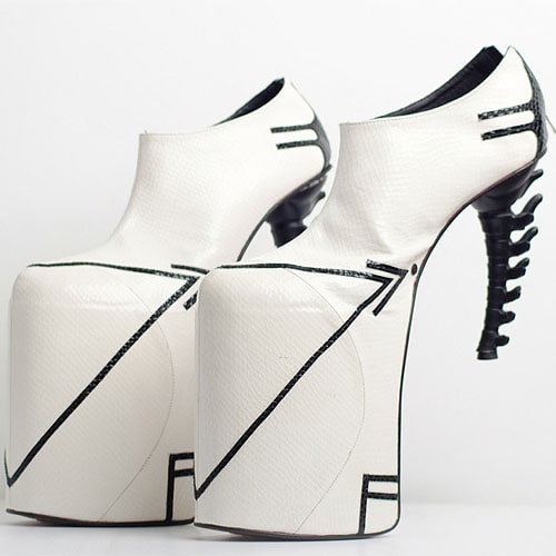 Joco Comendador 'Weiß' synthetic serpent leather platforms with resin spine heels