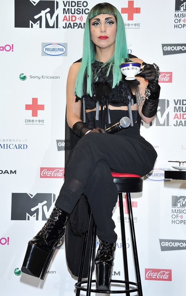 Lady Gaga attends an MTV Video Music Aid Japan Press Conference in Tokyo