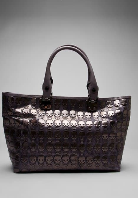 Treesje Mortale Tote Grande in Gunmetal Skulls