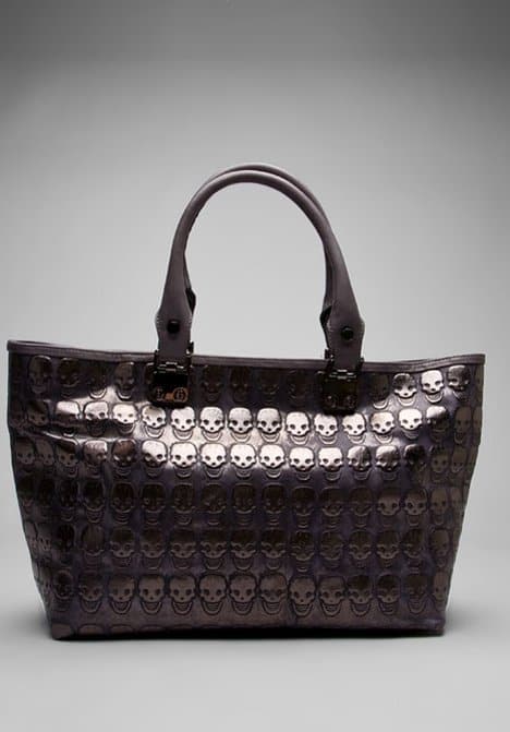 Treesje Mortale Tote Grande in Gunmetal Skulls