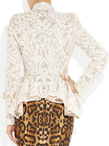 Alexander McQueen Crochet-Embroidered Silk-Organza Jacket