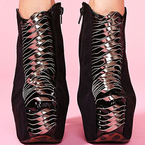 slashed and twisted platform booties