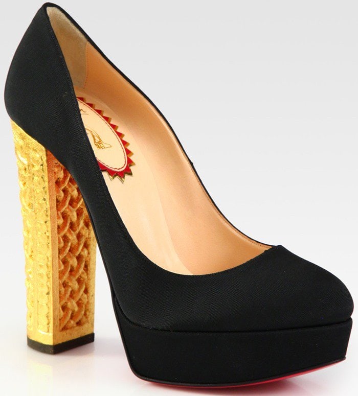 Christian Louboutin Black "Bois Dore" Grosgrain Ribbon Platform Pumps