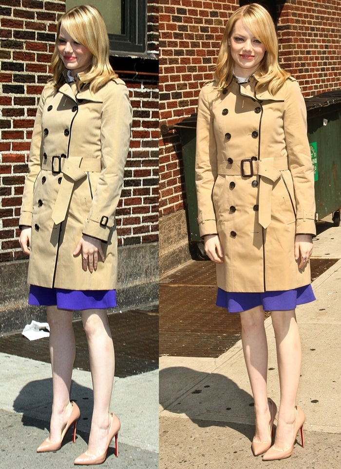 Emma Stone outside the Ed Sullivan Theater for the Late Show with David Letterman in Manhattan in New York City on June 25, 2012