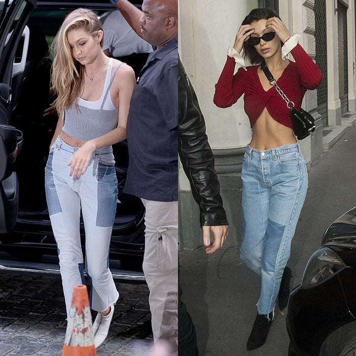 Sisters Gigi Hadid and Bella Hadid in ankle boots.
