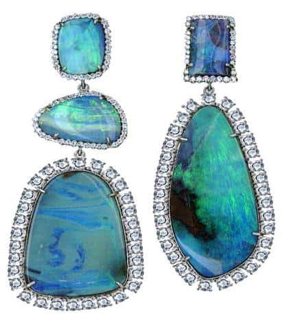 Irene Neuwirth Mismatched Boulder Opal & Diamond Earrings